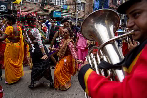 Nepal Pride Rally: Participants dance during annual pride parade